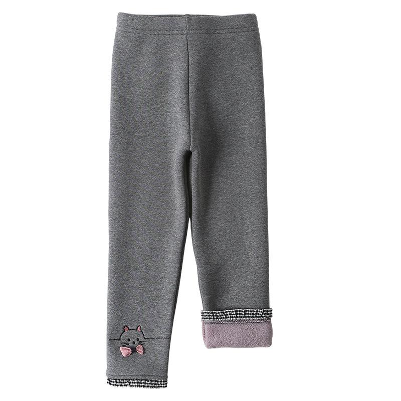 Зимние леггинсы для девочек, бархатные утепленные детские брюки, модные теплые брюки с вышивкой