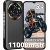 OUKITEL WP53 Pro Smartphone Robuste 24GO+256GO Écran 6.52" 900LM 50MP Telephone Incassable Android 15 2025 Dual SIM 4G/NFC Noir
