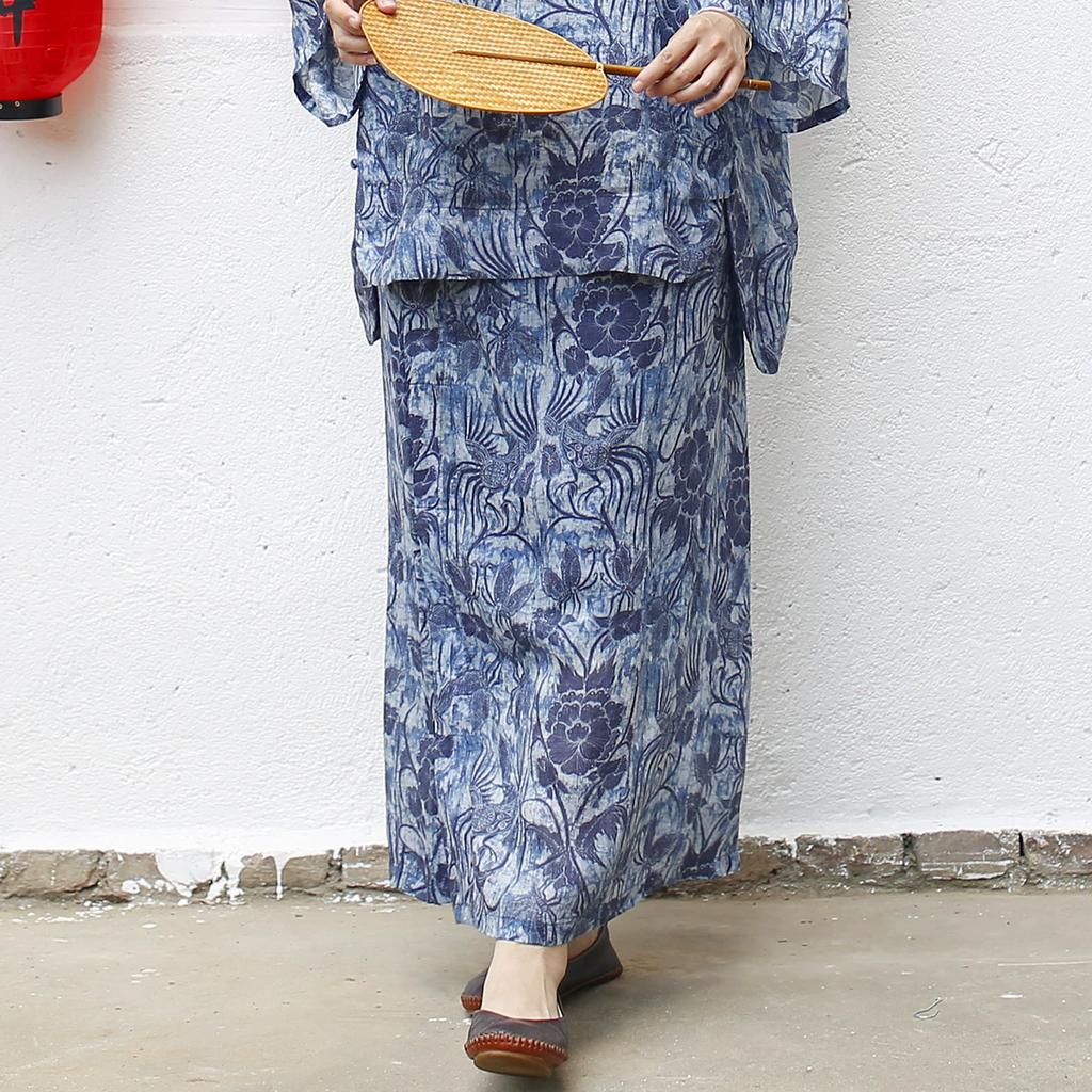 Johnature Винтажный принт Цветочные юбки Эластичная талия Летние Юбки в китайском стиле Высокое качество Женские юбки