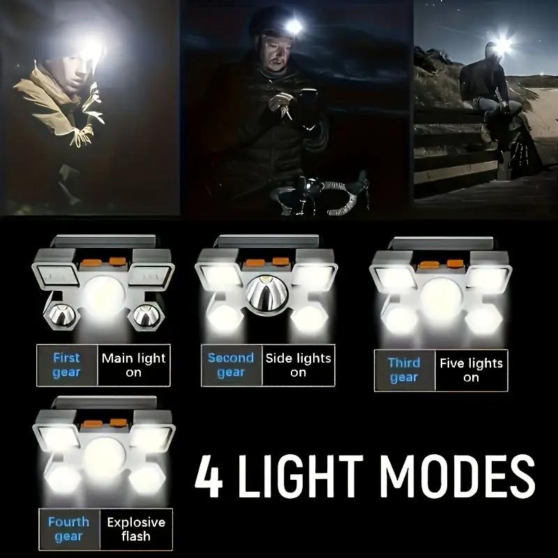 1 шт. Суперяркий 3LED+6SMD налобный фонарь USB перезаряжаемый портативный 4 режима ночной фонарик для рыбалки на открытом воздухе кемпинга приключений
