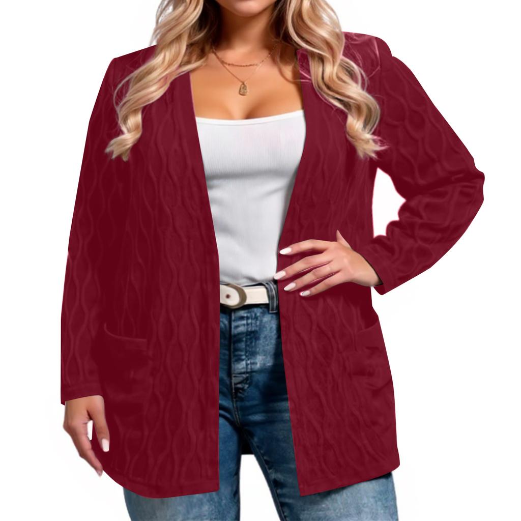Women's Fashion Casual Plus Size Solid Color Long Sleeve Jacket