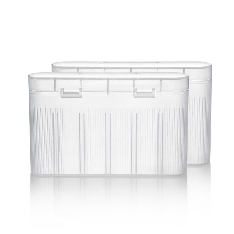 6-Cell 18650 Battery Storage Box, Transparent White