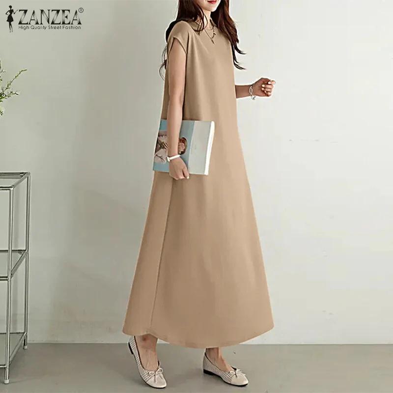 Платье 2024 года из хлопка и льна с длинными рукавами, свободными лацканами и карманами