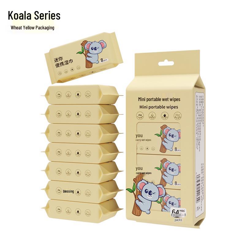 Мини влажные салфетки дорожный набор: 8 детских салфеток в упаковке, специально для детских рук