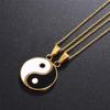 Tai Chi Vintage Yin Yang Mystical Women Gold Pendant Clavicle Chain Necklaces Jewelry