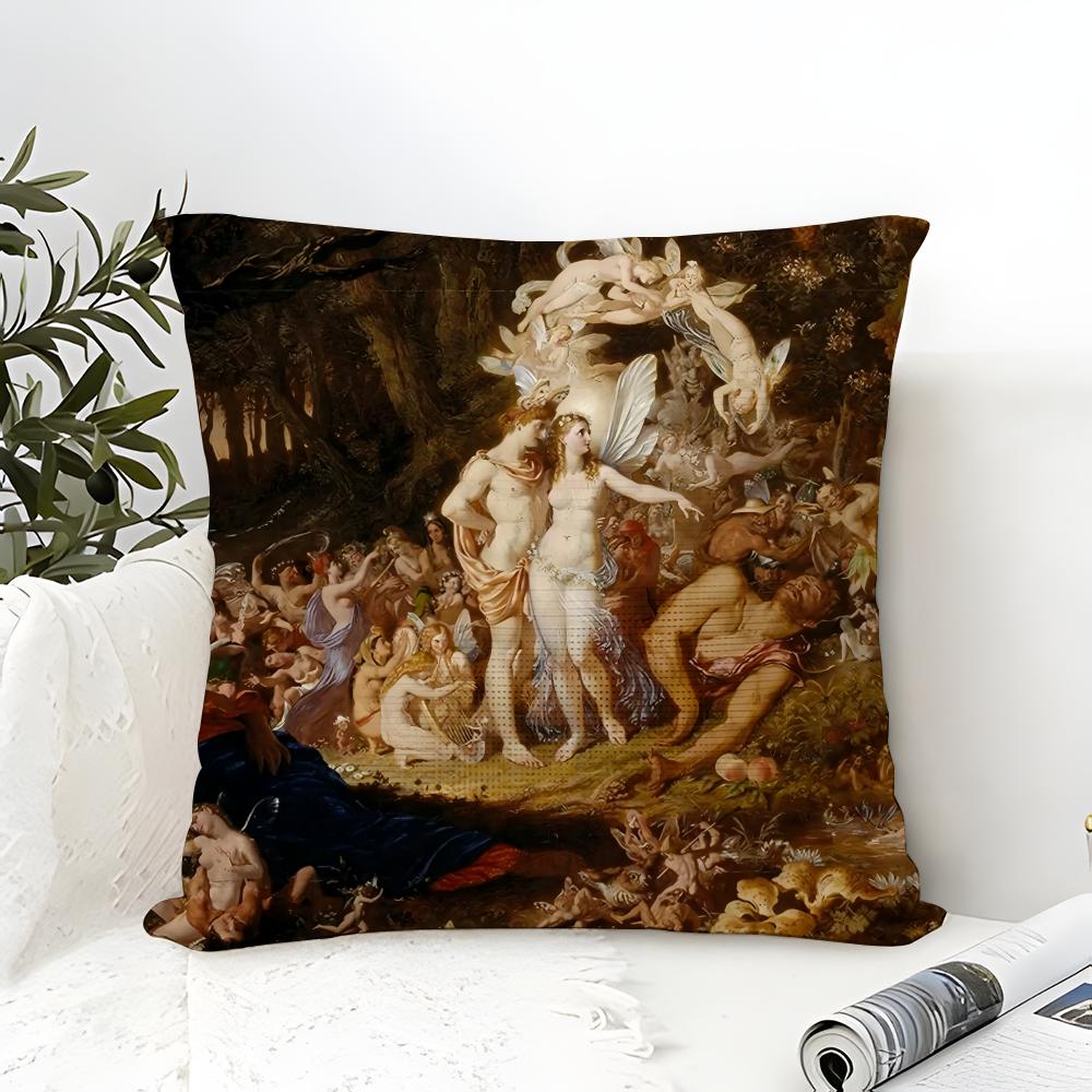 A Midsummer Nights Dream Pillow Case Cotton Linen Fabric Square Zipper Pillowcase Home Decorative Living Room