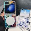 Чехол с принтом цветов и листьев для Samsung Z Flip 8 7 FE 6 5, прозрачный жесткий ПК, с магнитом, складной чехол для телефона для Galaxy Z Flip8 Flip7 Flip6