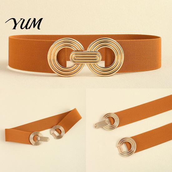 Women Waist Accessories for Date Parties 75cm Women's Elastic Belt, Wide Stretch Fashionable Belt with Stretchy Cinchers Geometric Metal Buckle, Dress