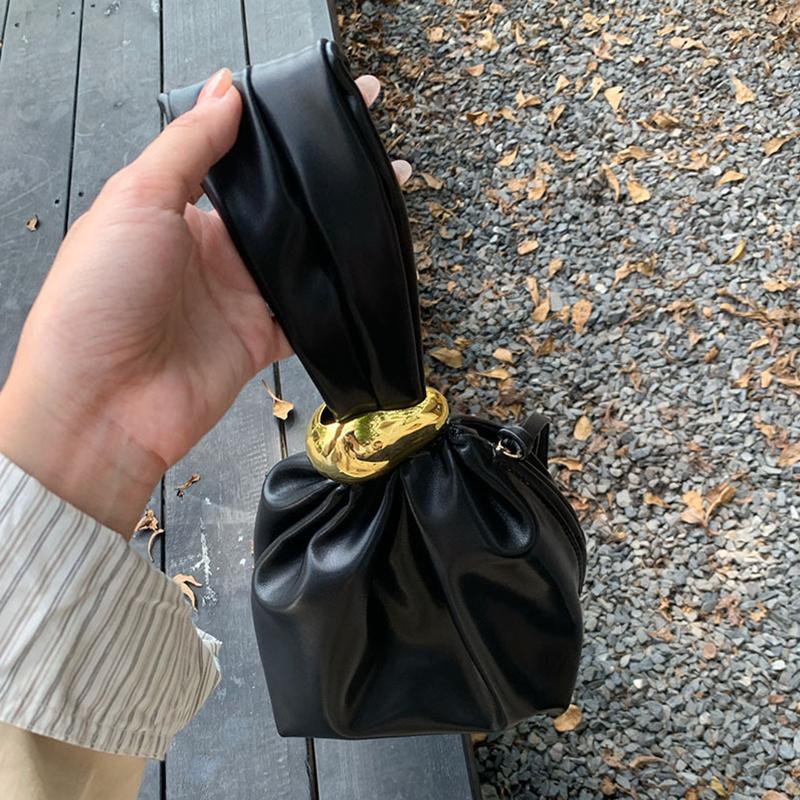 Модная дизайнерская женская маленькая сумочка из мягкой кожи, плиссированная женская мини-сумка-клатч, женская вечерняя сумка-ведро для вечеринок