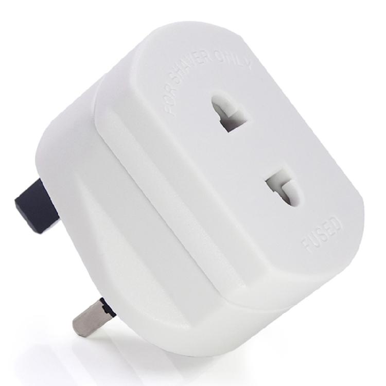 2 Pin to 3 Pin Electric Shaver Adaptor Socket Plug EU to UK Converter - White