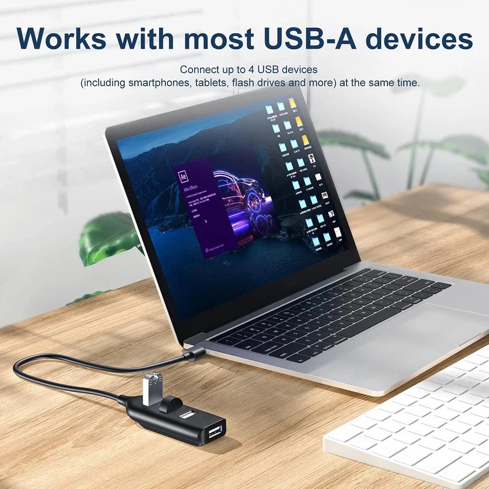 USB-хаб 4-в-1 USB 2.0 сплиттер USB док-станция 480 Мбит/с высокоскоростная передача OTG адаптер для ПК ноутбука Macbook Pro