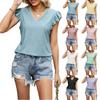 Женский повседневный модный топ с вырезами и V-образным вырезом, с короткими рукавами