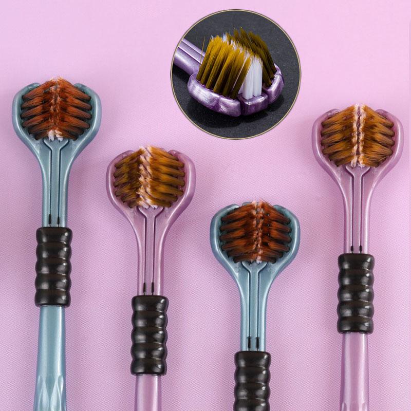 2 шт. 3D стерео трехсторонняя зубная щетка ультратонкая мягкая щетина для взрослых зубные щетки скребок для языка уход за полостью рта 360Celsiusочищающая зубная щетка