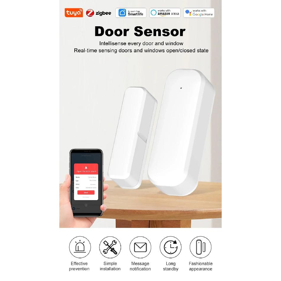 Tuya Zigbee Door Sensor Window Contact Sensor Open Closed Detector Smart Home Alarm Security Protection work with Smart Life