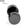Lady's Men Cool Punk Round Black Stainless Steel Ear Stud Piercing Earrings 3mm - 14mm