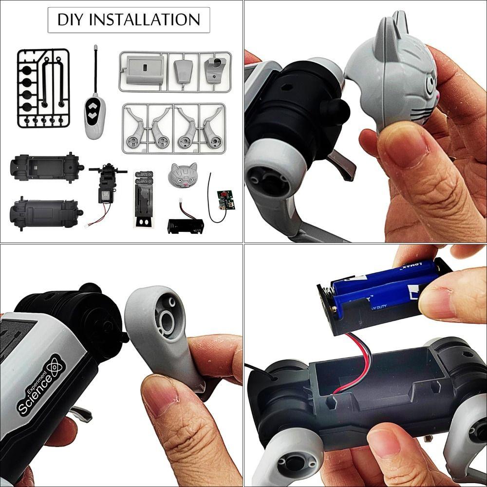 Dog Cat 2 Heads Rc Robot Electric DIY Assembling Model Set Toys Children