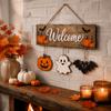Vintage Pumpkin Ghost Bat Wood Plaque Wear-Resistant Halloween Wall Door Hanging  Front Door