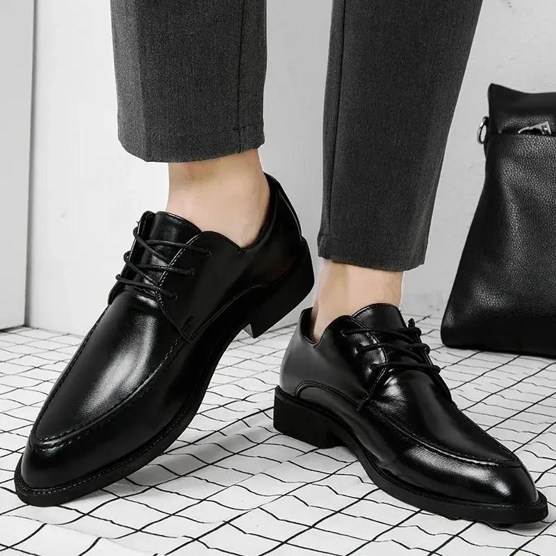 Деловые официальные туфли мужские весна осень итальянская обувь элегантная и классическая легальная кожа 39 социальная обувь для мужчин
