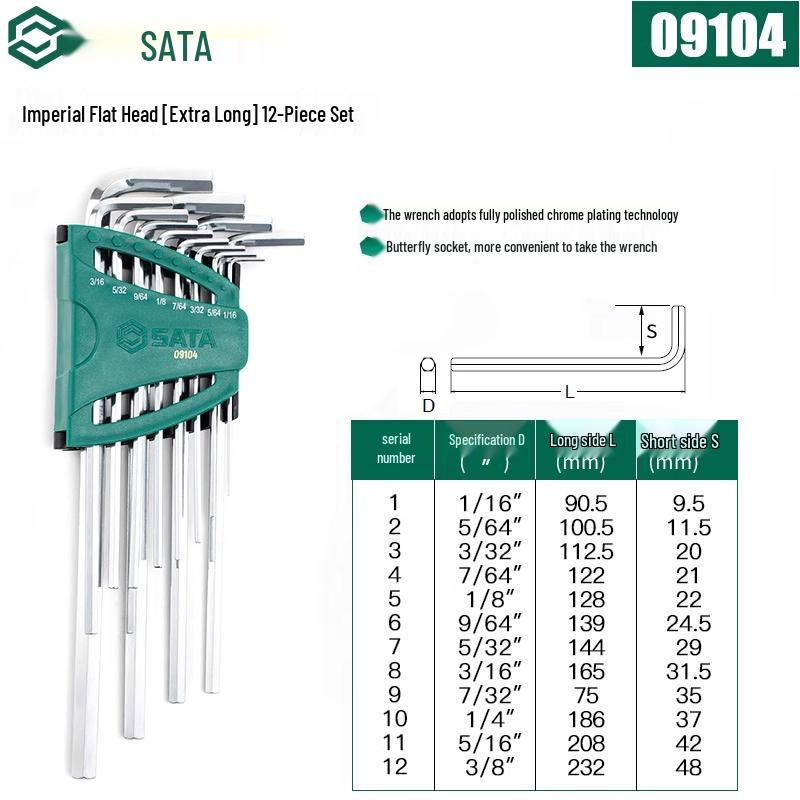 SATA Экстрадлинный набор шестигранных и Torx ключей с шаровыми и плоскими головками