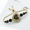 Women's Heart Shaped Bracelet Watch Rhinestone Heart Quartz Wristwatch Adjustable Slider Bracelet Dress Watch