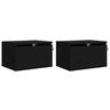 VidaXL Tables de Chevet Murales avec Lumières LED 2 pcs, Armoires de Nuit, Tables de Nuit Chambre, Moderne, Noir Bois 836829