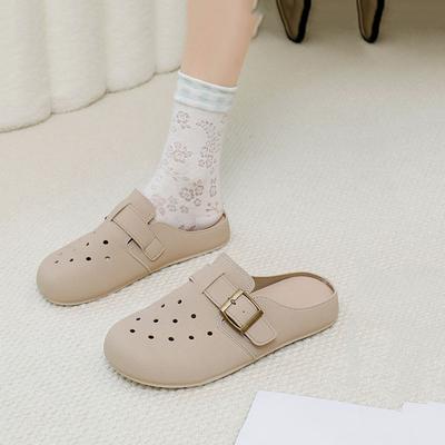 Летние новые сандалии на одну ногу для женщин 2025 года, модные толстые туфли на толстой подошве с прицепом, повседневные туфли с полутопом для женщин K3902