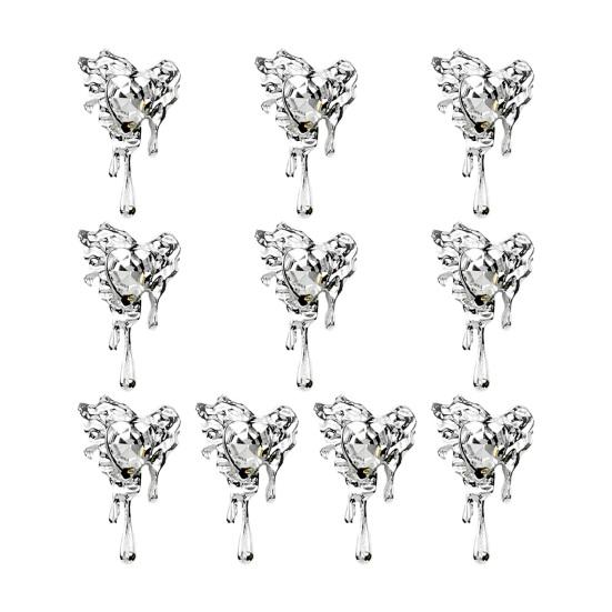 10 шт., стразы для дизайна ногтей, украшение 3D, сердце, луна, крест, летучая мышь, искусственный кристалл на металлических подвесках, креативные ювелирные украшения, аксессуары для чехла для телефона