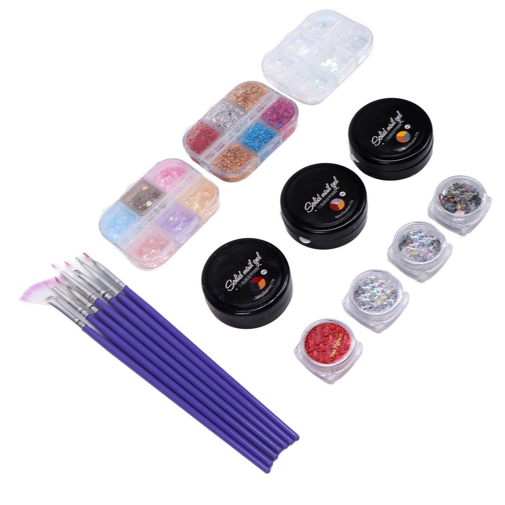 Nail Art Kit Safe Nontoxic Material Wide Application Easy Operation Varied Style Shiny Sparkling