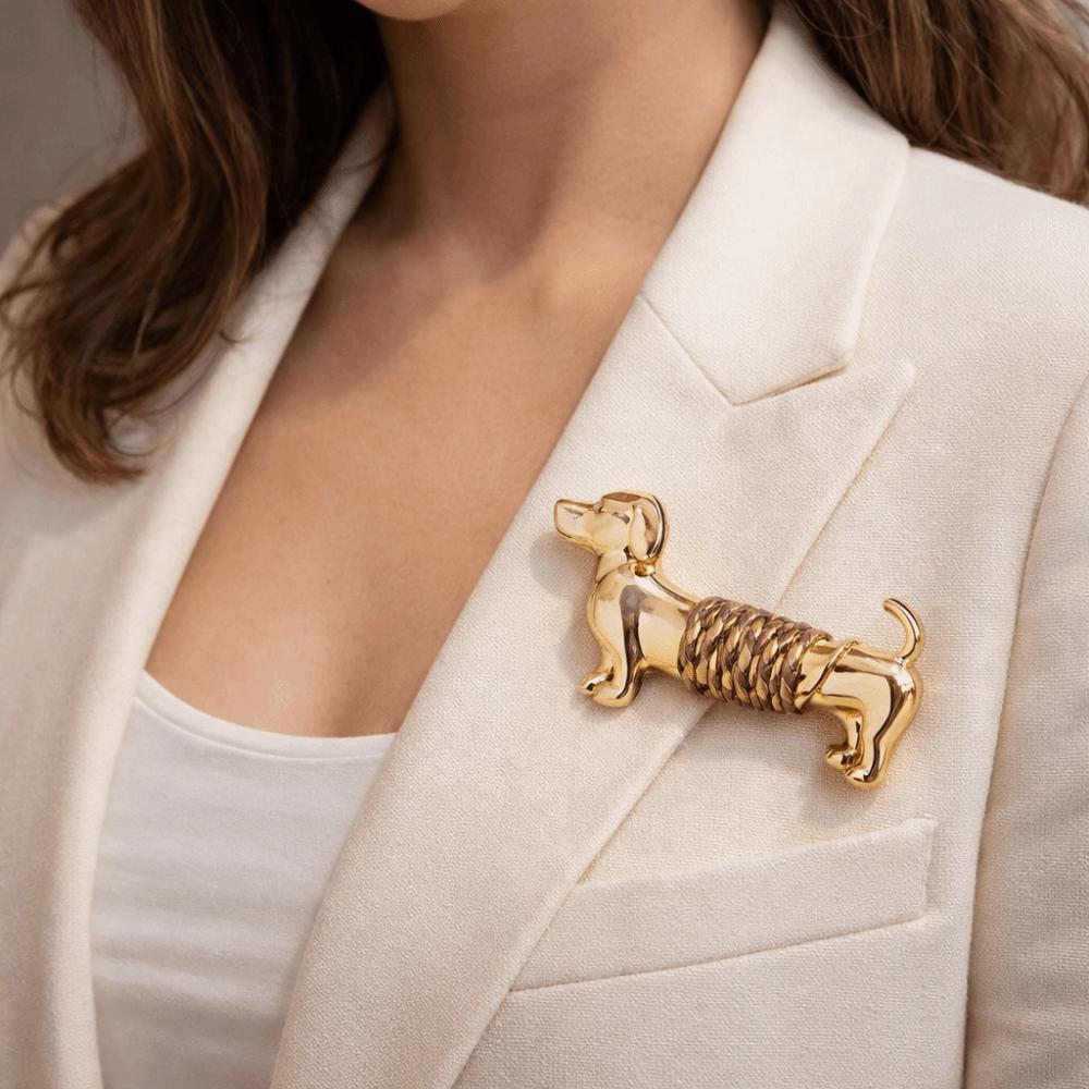 Ювелирные аксессуары Милая брошь в виде собаки Ретро значок на лацкан в виде животного Брошь в виде собаки-таксы Украшение для вечеринки