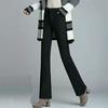 Women Suit Pants Mid-rise Button Zipper Fly Solid Color Suit Trousers with Pockets Straight Regular Fit Dress Pants