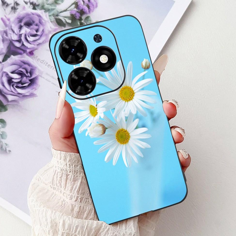 Для Tecno Spark Go 2024 BG6 Задняя крышка Для Tecno Spark Go 2024 Чехол Модный Роскошный Цветы Милый Мультяшный Кот Ударопрочный Силиконовый