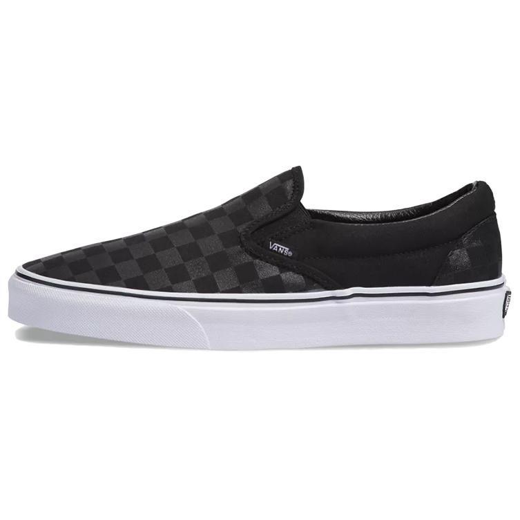 Vans Клетка Классические Слипоны Устойчивые к истиранию Легкие Низкие Скейтбордические кроссовки Унисекс Черный VN000EYE276