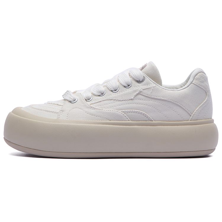 Li Ning Puff Platform Non-Slip Shock Absorbing Wear-Resistant Low-Top Sports Casual Shoes Women Sneakers Off-White AZGT026-4