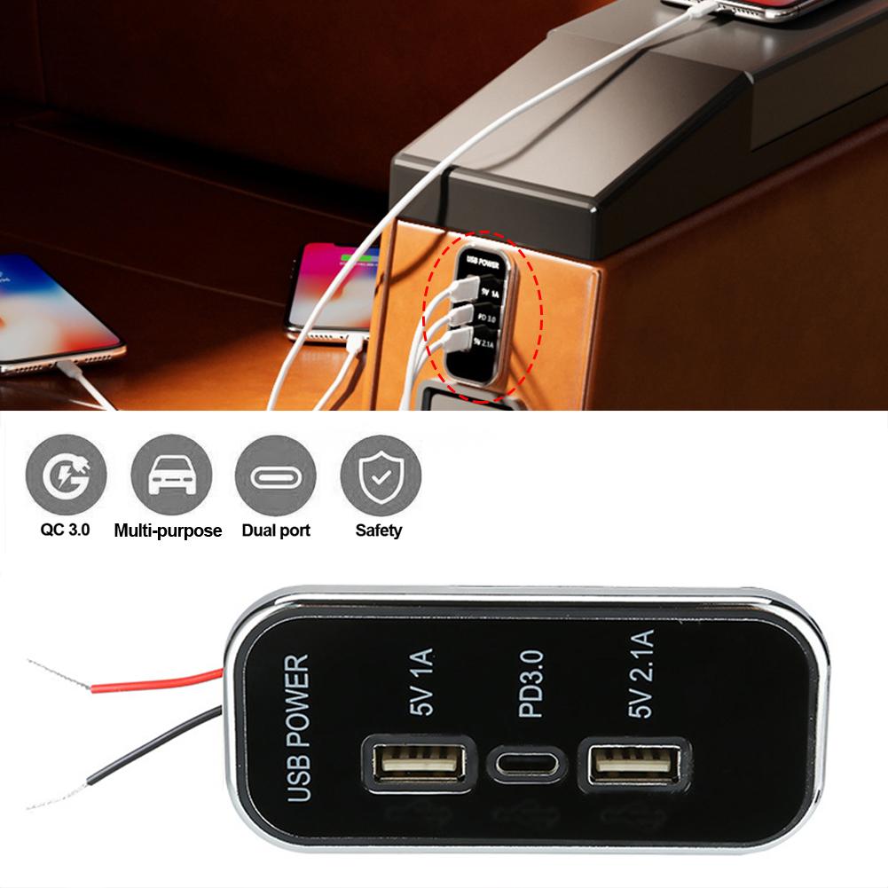 12/24В Зарядное устройство для мотоцикла USB+Type-C Быстрая зарядка Автомобиль Автодом Лодка Встроенная розетка быстрой зарядки