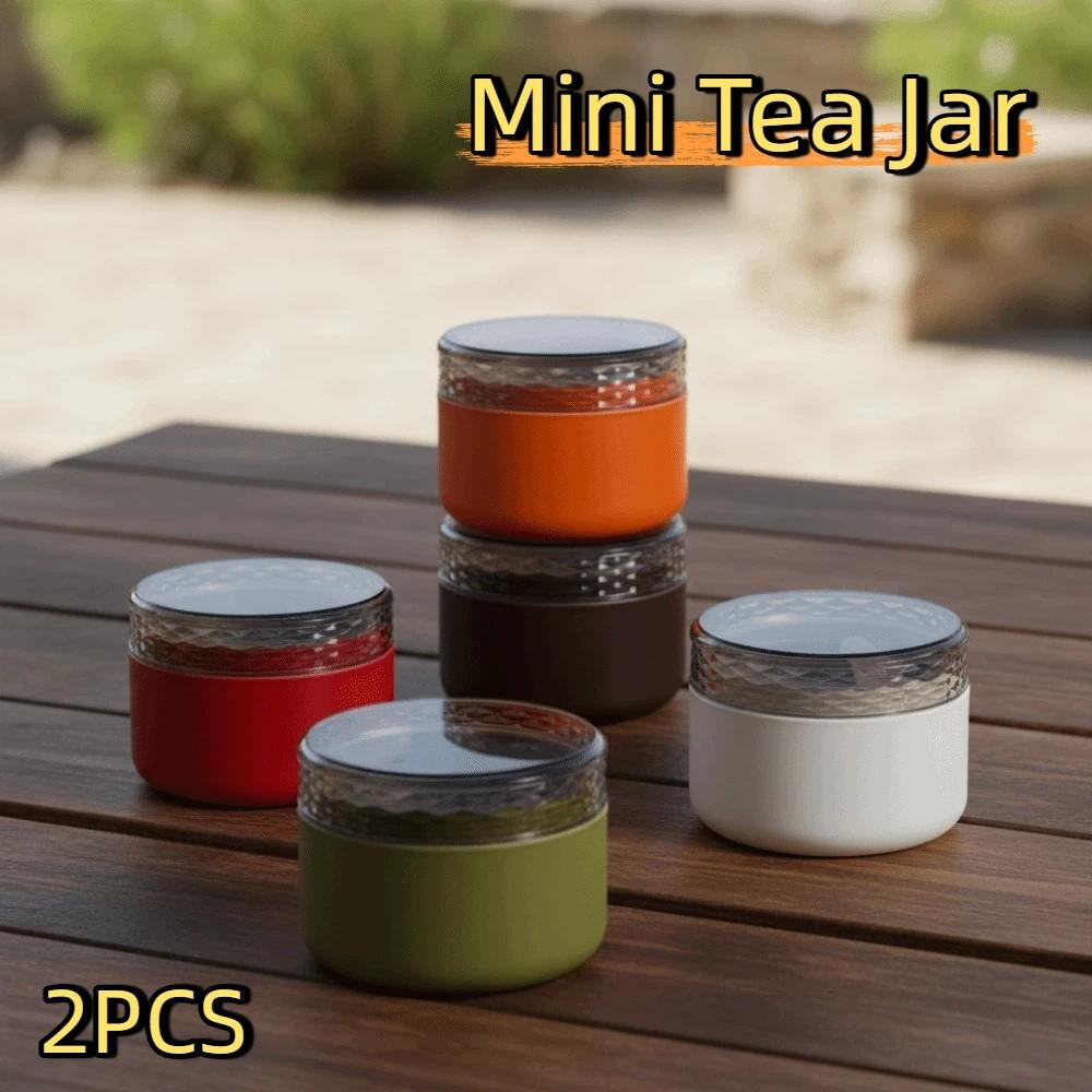 2PCS Tinplate Tea Packaging Cans Acrylic Lid Empty Tea Tin Can Durable Mini Tea Jar  Food Storage