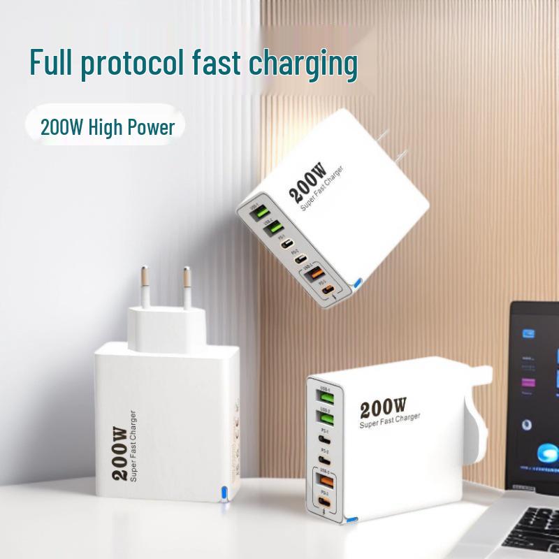 Многопортовое USB-быстрое зарядное устройство с PD и QC3.0 - Высокая мощность, поддерживает вилки США/ЕС/Великобритании