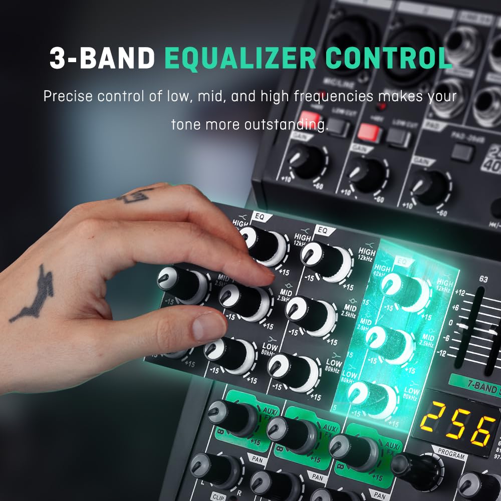 BOMGE Professional Audio Mixer Soundboard Console Stereo DSP DJ Studio Recording