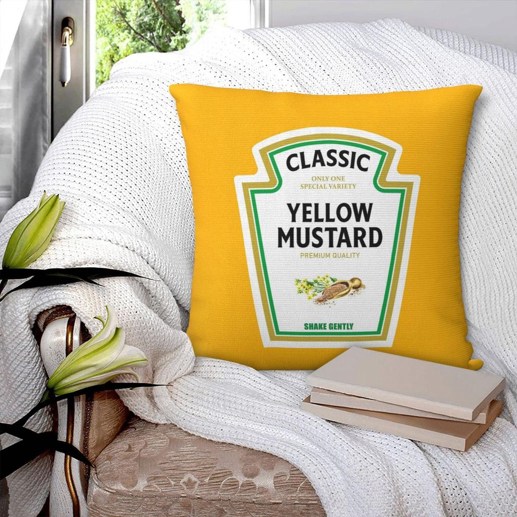 Mustard Mayo Ketchup Square Pillowcase Pillow Cover Polyester Cushion Zip Decorative Comfort Throw Pillow for Home Bedroom