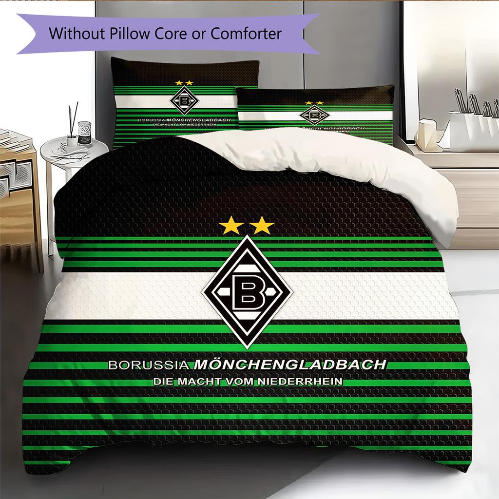 Borussia Mönchengladbach Pattern Bedding Quilt Set Home Decoration Gift (1 * duvet cover + 2 * pillowcase without core).xwn
