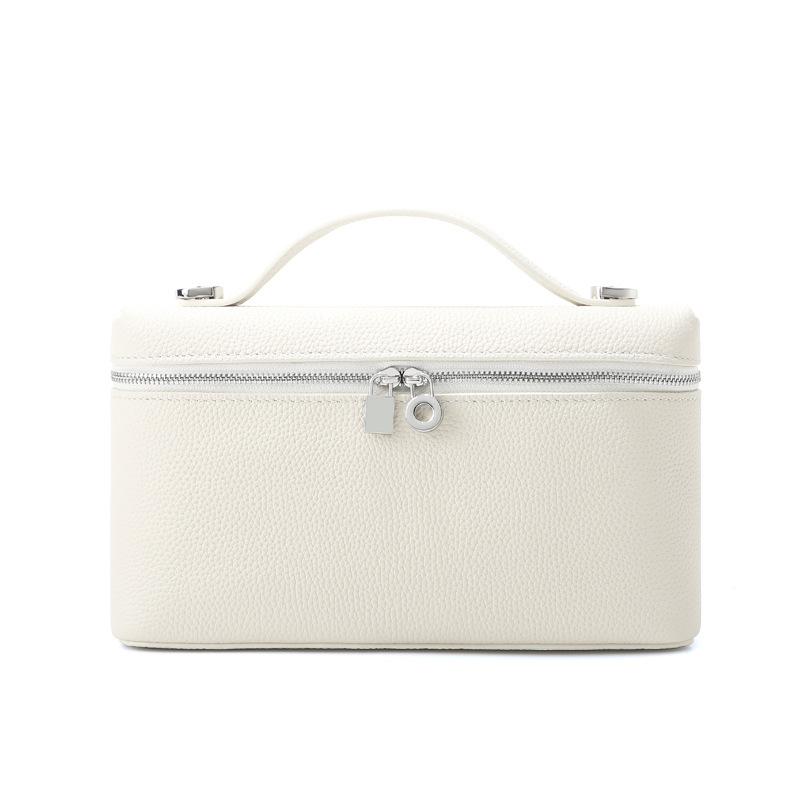 Large lunch box bag, first layer cowhide women's portable box bag, makeup mobile phone bag, genuine leather commuter messenger shoulder bag.