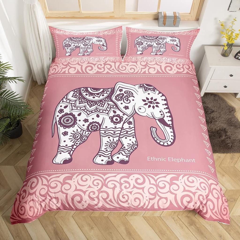 Tribal Ethnic Elephant Duvet Cover Exotic Style Bedding Set Boho Mandala Flower Paisley Quilt Cover Polyester Comforter Cover