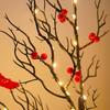 Vintage Glowing Tree with Cardinals with Red Berry and Bird LED Christmas Red Berry Tree Light for Christmas Home Party Wedding
