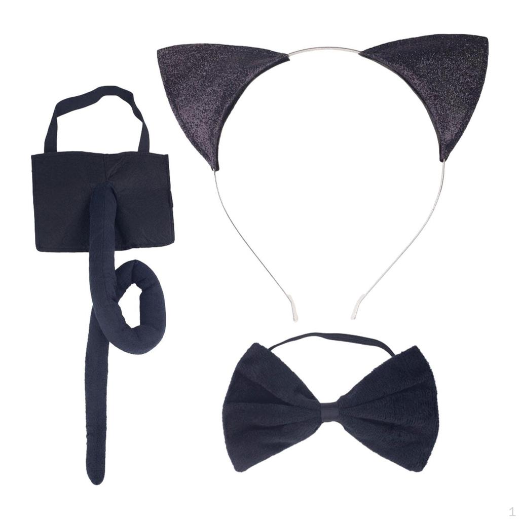 Дети, галстук-бабочка и хвост, набор для костюма животного, аксессуары, повязка на голову, головной убор, креативный косплей для вечеринки