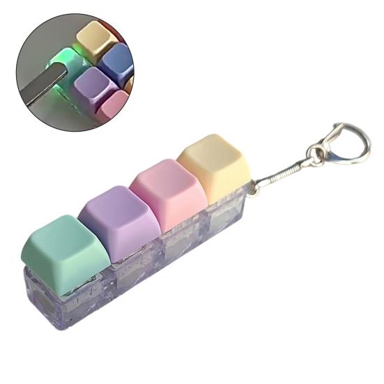 2/3/4/9-Keys Keyboard Fidget Toy, Stress Relief Push Button Finger Clicker Toy, LED Light-up Mechanical Keyboard Fidget Keychain