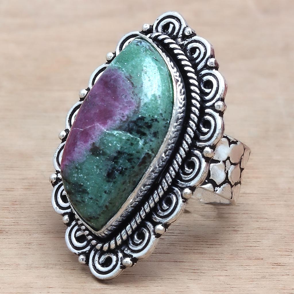 Ruby Zoisite Gemstone Handmade Silver Jewelry "7"