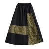 Черное хлопковое кружево больших размеров, винтажная летняя повседневная свободная длинная юбка с высокой талией для женщин, женская юбка