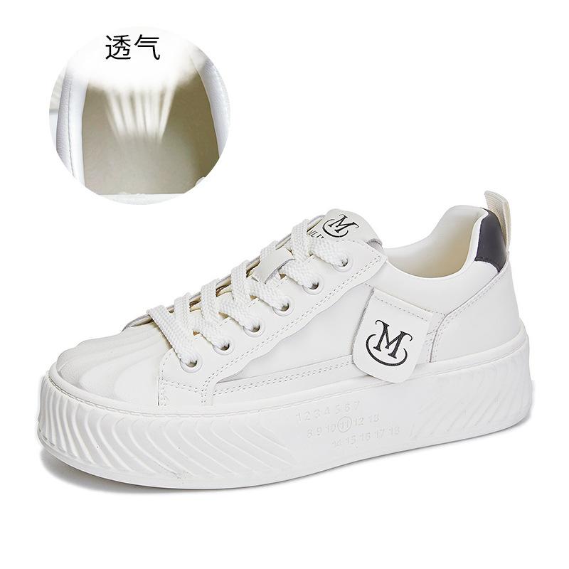 Leather Little White Shoes Women's 2025 Spring and Summer New Versatile Board Shoes Women's Casual Biscuit Shoes Heightened Platform Casual Women's