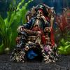 Aquarium Pirate Skull Decorations Skeleton Throne Ornament, Resin Fish Tank Hideout Cave for Small Accessories Fish, Realistic King Castle Decor