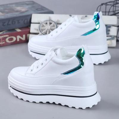 Модная обувь женская 2024 весна-осень белая обувь женская толстая подошва увеличенная 8 см все сочетающиеся повседневные кроссовки женские