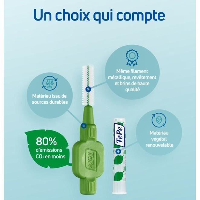 Brossettes interdentaires - TePe - Originales - 0.4mm - 8 pièces - Éco-responsables